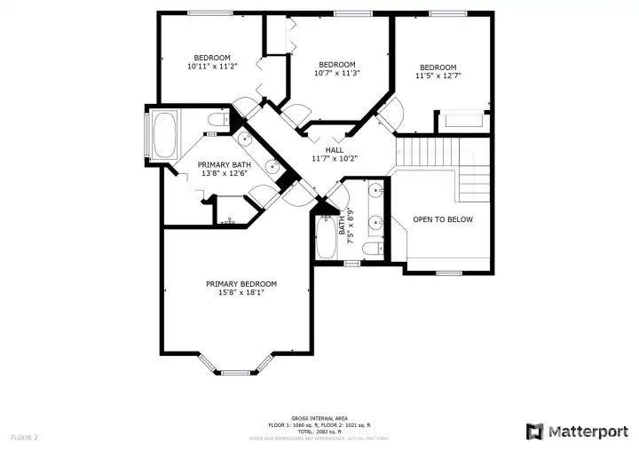 Upper level floor plan