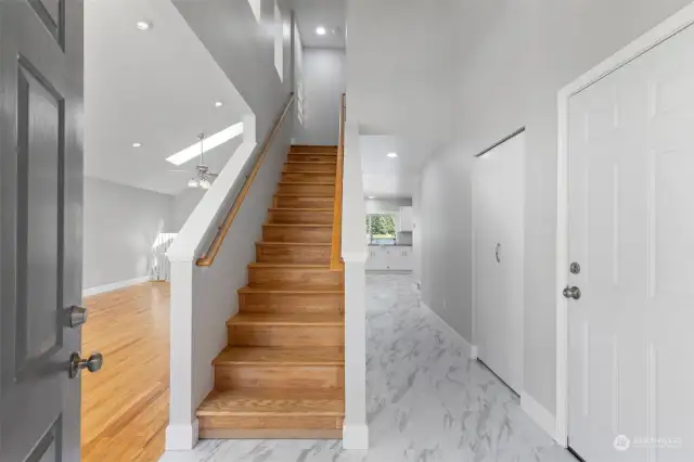 This beautifully-remodeled home is light and bright every day. Hardwood floors in the living space and new LV floors leading to the kitchen mean easy care AND beauty.