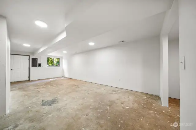 Basement offers a great flex area- workout space, home office area, bonus or theatre room?? Seller currently uses as a wood shop with double exterior doors to bring in large equipment.