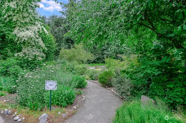 Nearby gardens in Carkeek Park .    Park, playfield, trails, and beach just a short distance from this Broadview home.