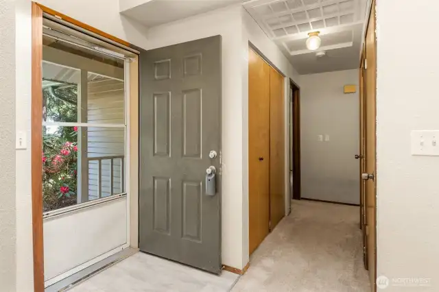 Front entrance. Hallway leads to the bedrooms.