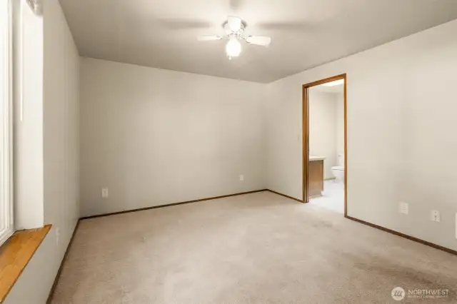 Ceiling fans in all three bedrooms.
