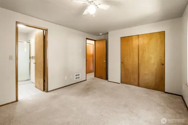 Large closet in Primary Suite with private bathroom.