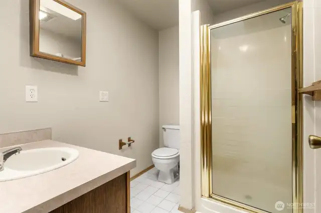 An additional skylight in the Primary bathroom brings in natural lighting. Walk-in shower.