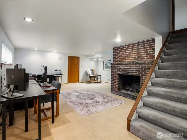 The finished basement presents flexible spaces for multigenerational living or regular rental income.