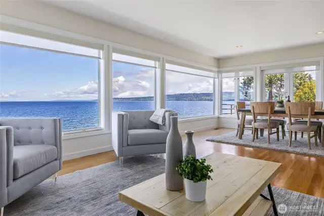 180-degree water view from the main floor. living room