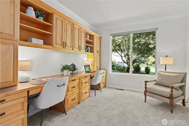 Plenty of storage with under cabinet lighting and a relaxing view!