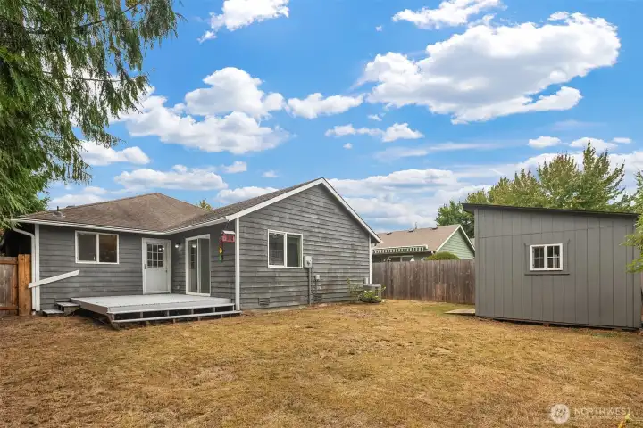 Fully fenced backyard