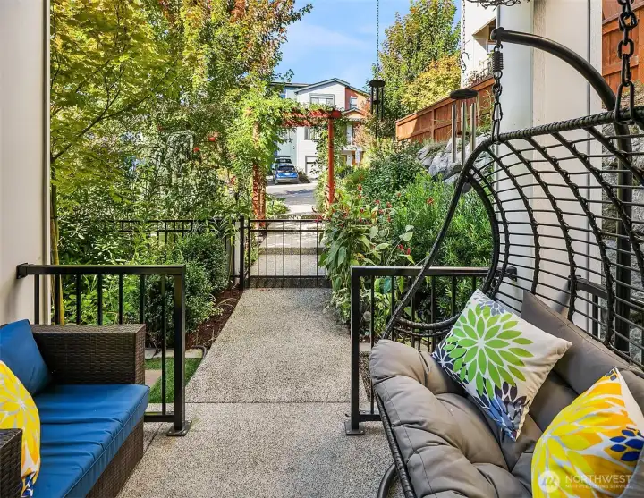 Covered courtyard patio is a wonderful space to greet guests and have great conversation and cool beverages.