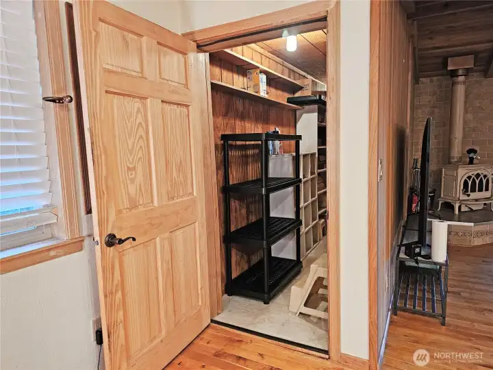 Walk in pantry attached to the kitchen.