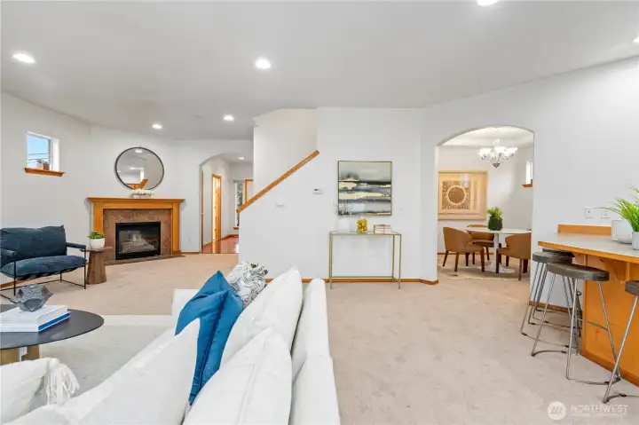 The functional easy flow floorplan provides a comfortable space for relaxing or gathering with guests.