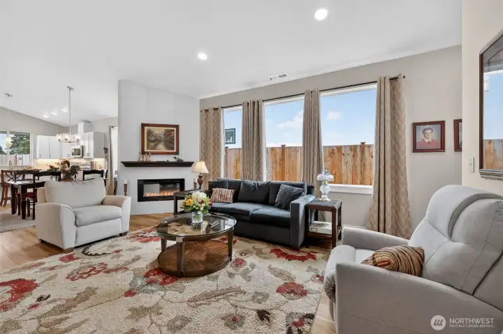 Large Picture windows with window treatments.