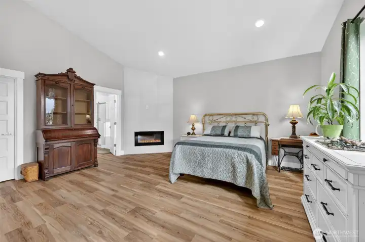 Enjoy the large main bedroom which features a electric fire place, walk in closet, private access to back yard patio.