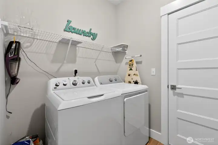 Utility room located off of the double car garage.