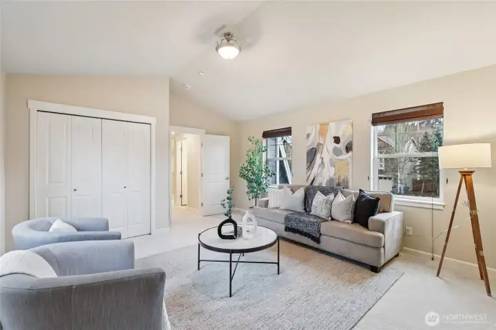 Custom shelving unit in the bonus room closet.