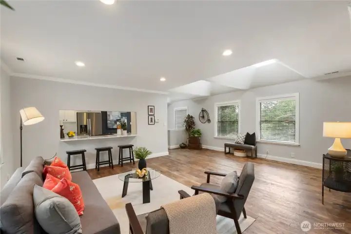 Another angle of the large living room area.