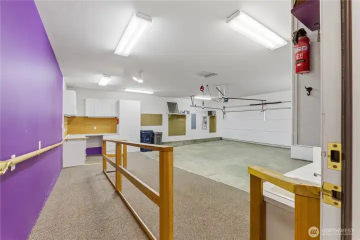 Garage with ramp and storage