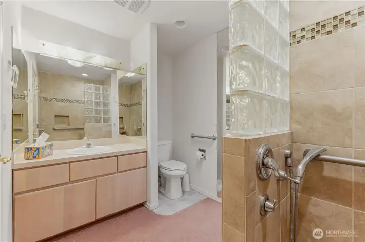 2nd bathroom with zero threshold shower
