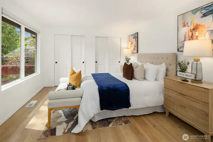Large Primary bedroom with duel closets and natural light