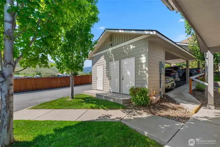 Storage Unit and two carport parking spaces