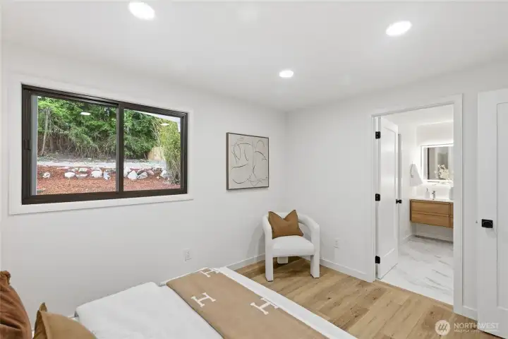 Primary bedroom and bathroom