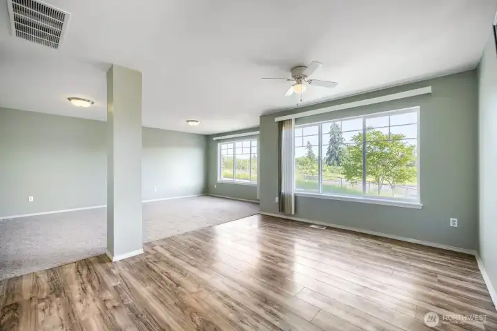 Vinyl plank in the dining area.