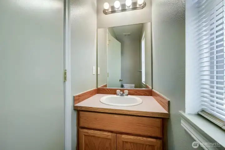 Convenient half bath on the second level.