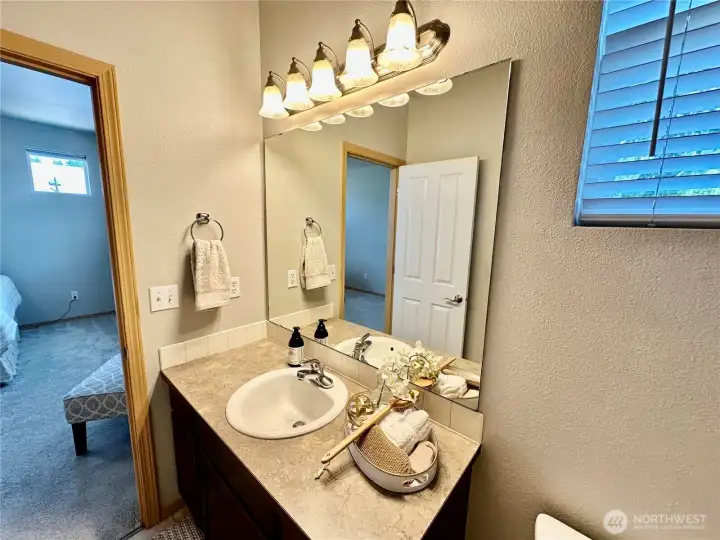 Primary bath vanity area. Primary bath vanity area.