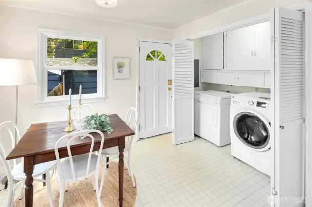 No trips to the basement or laundromat—everything you need is right here in a spacious closet with loads of additional storage.