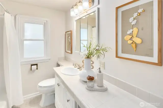 A crisp, cheerful space ready for morning hustle or evening wind-down.