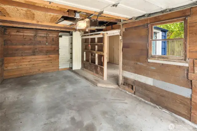 Tinker, store, or create—this detached, one car garage invites all the options.