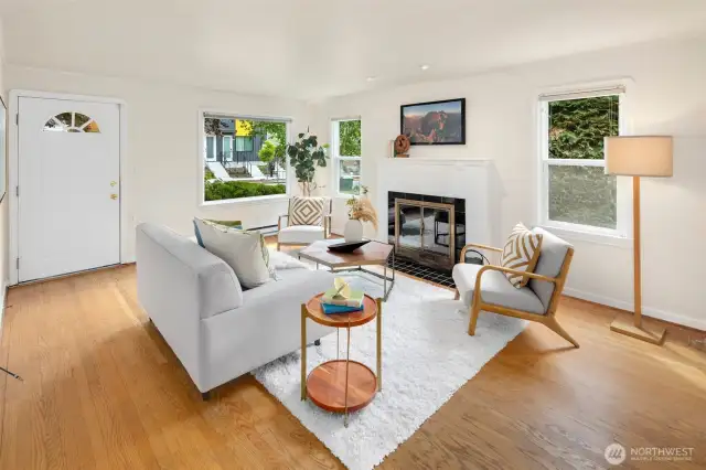 Sunlight pours in from the east and south, creating a cozy, cheerful spot to relax and recharge.