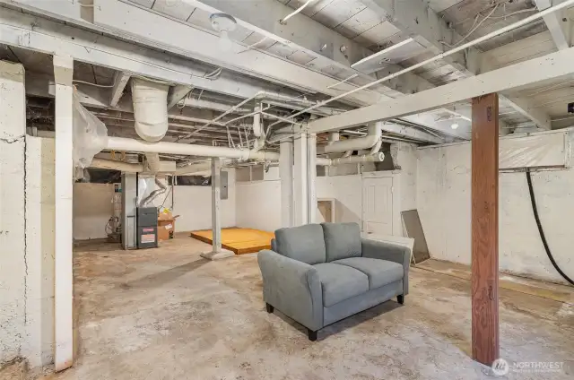 The unfinished basement is perfect for storage.