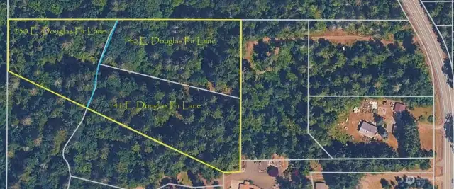 Over view of 3 parcels, Douglas Fir Lane off Grapeview Loop (paved road)