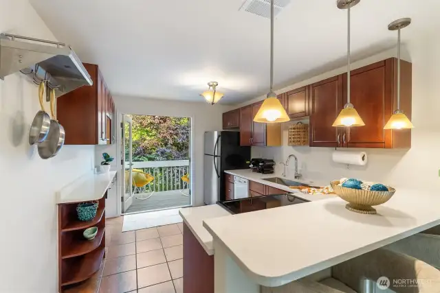 Gleaming new quartz counter tops