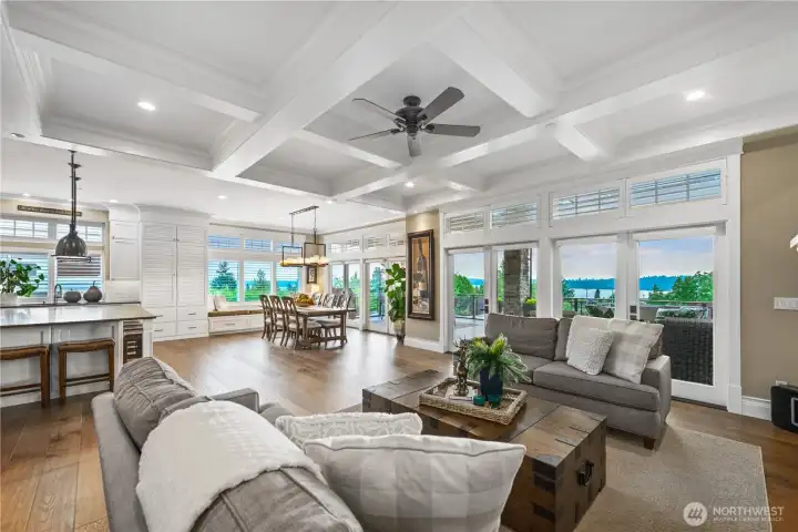 Architecturally pleasing box beam ceilings.