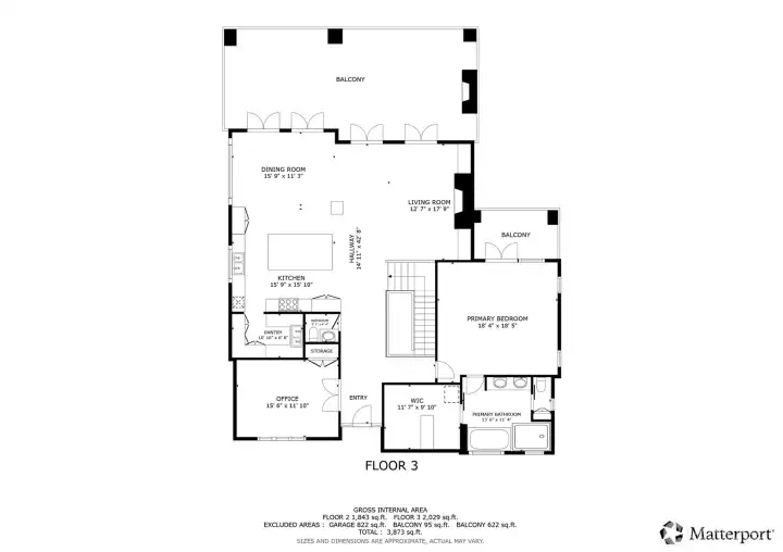 Main Level with Primary BR En Suite, Kitchen, Great Room, Dining Room, Office, and Powder Room