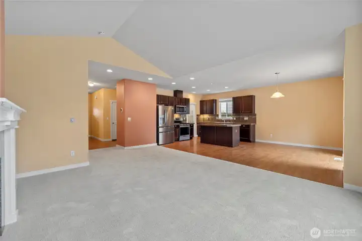 NICE OPEN floor plan with dining off the kitchen. New carpet in the living room.