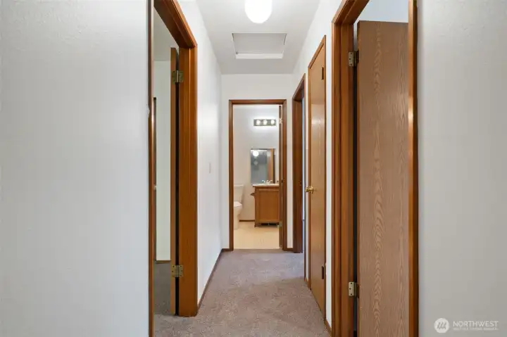 Upstairs hall with new carpet