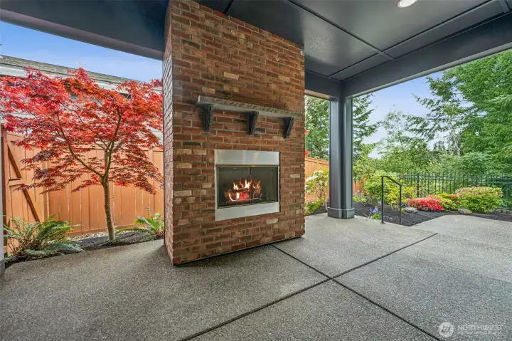 Gas fireplace on your cozy covered back patio. Don't let the weather stop you from getting some fresh air!!