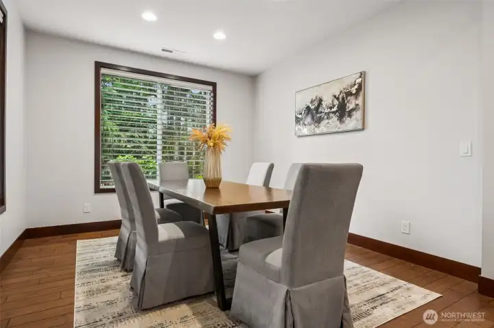 Looking into the the peace and quiet over a romantic dinner for two or stretch the table out and host everyone for the holidays!