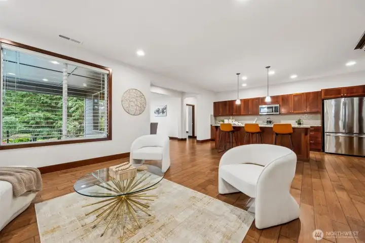 Living room view facing your private back yard...