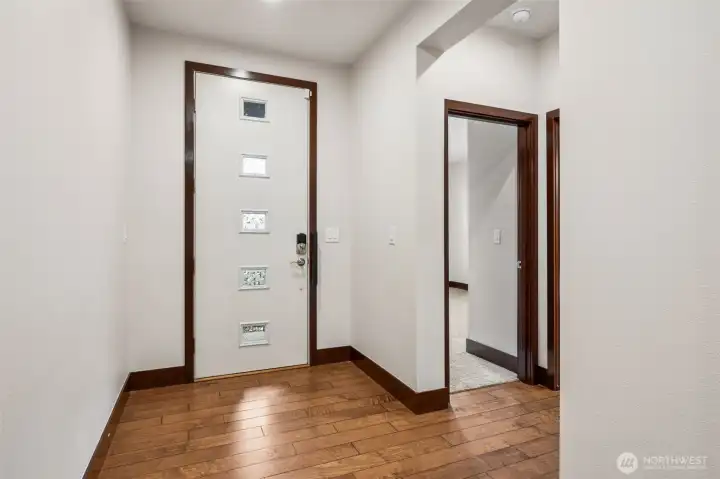 Not your standard front door. High end and upgraded to match all the upgraded features throughout the rest of the home.