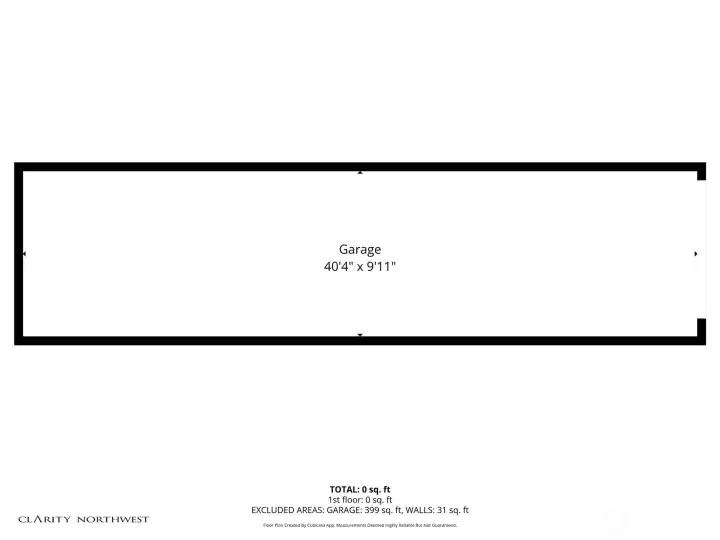 The Garage is enormous Measuring approximately 10' wide X 40' in length.