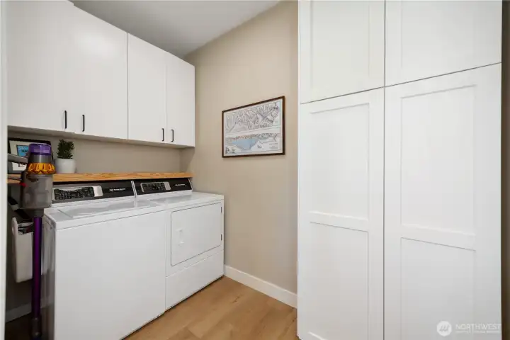 Laundry with excellent storage.