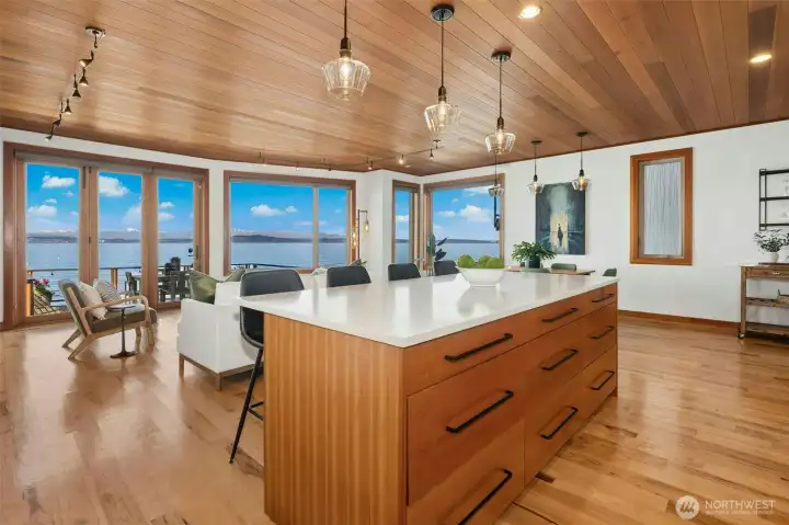 The island framed by the views.