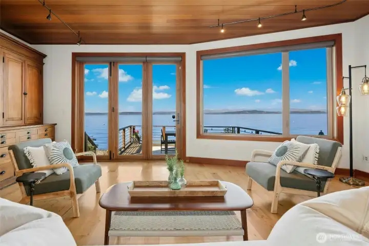 Striking sitting area with a surreal presence.