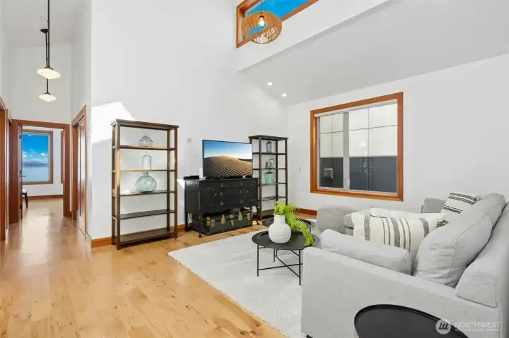 A lofted gathering space.