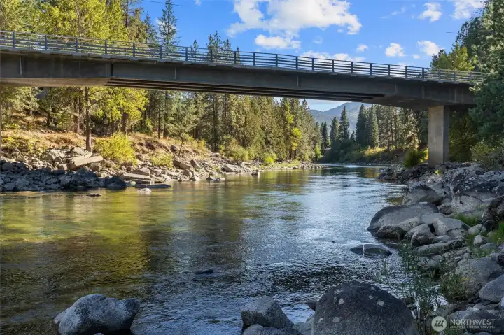 This is the first property along the Wenatchee River where you can kayak / float or   paddleboard from your land into the town of Leavenworth (1.5 miles by road / ~2   hours by float)    Built path from Private Road to river & private beach – stabilized area with additional rocks.