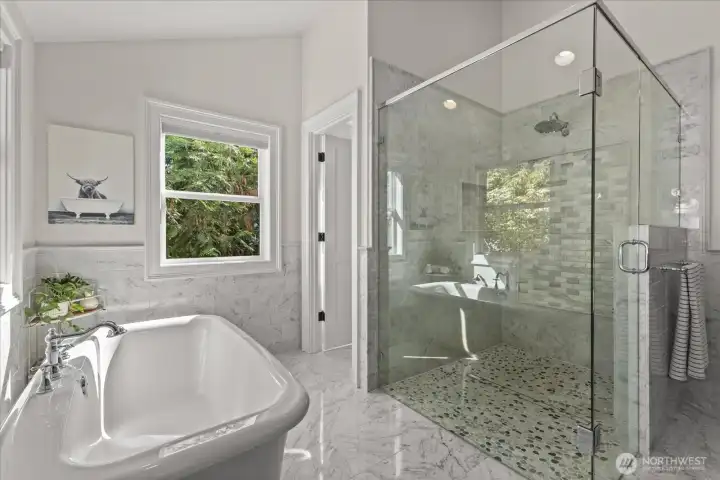 Primary Bath with walk in shower and soaking tub Primary Bath with walk in shower and soaking tub